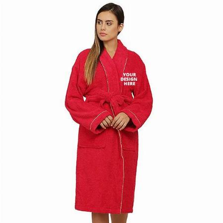 Festive Red Customized Double Sided Terry Premium Shawl Collar Higher Absorbency -100% Pure Cotton