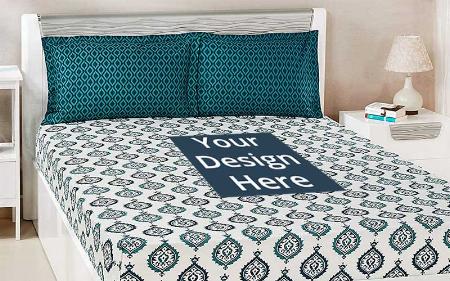 Green Customized Double Bedsheet with 2 Pillow Covers