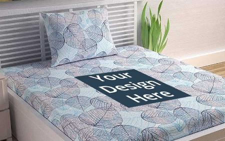 Light Blue Customized Bedsheet with 1 Pillow Cover (Size of Bedsheet 57''x 88'')