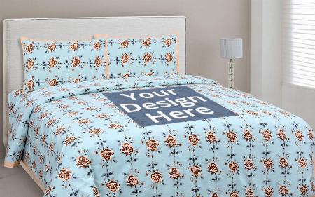 Floral Customized Bedsheet with Two Pillow Covers King Size