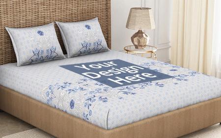 Blue Customized Anti Viral Soft Feel Breathable Bedsheet