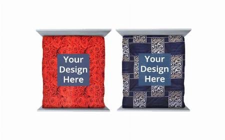 Blue and Red Customized Double Bedsheet with 4 Pillow Covers Pack of 2