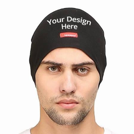 Black Customized FabSeasons Cotton Skull Cap