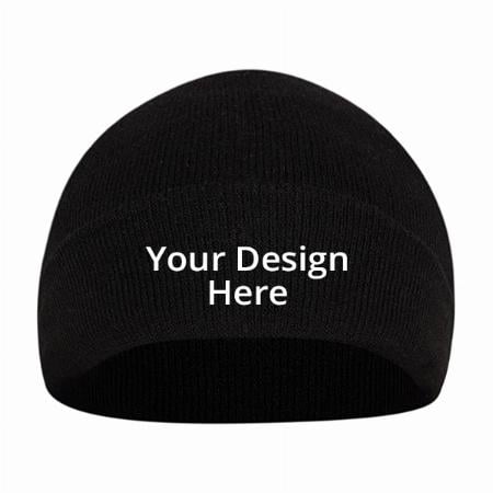 Black Customized Woolen Winter Skull Cap