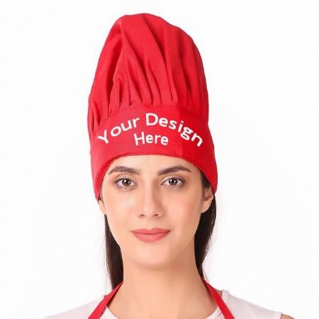 Red Customized Adjustable Unisex Cooking Chef Cap Hat for Kitchen
