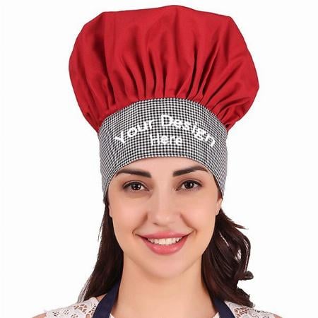 Red Black Customized Adjustable Unisex Chef Cap Hat