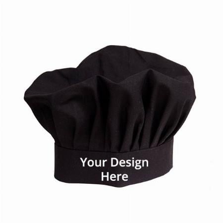 Black Customized Unisex Solid Fabric Chef's Cap Cum Hat for Home and Hotel