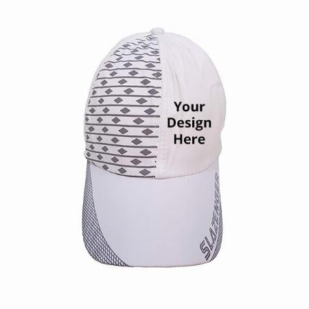 White Customized Baseball Sports Cap With Adjustable Back Closure