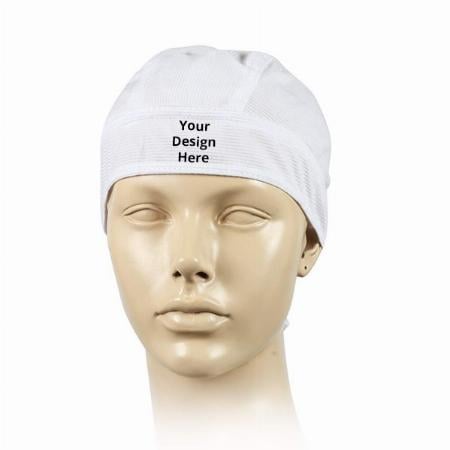 White Customized Unisex Sweat Wicking Cooling Helmet Liner Bandana Cap