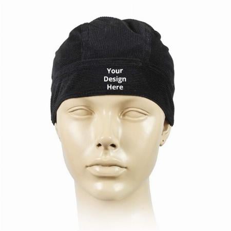 Black Customized Unisex Sweat Wicking Cooling Helmet Liner Bandana Cap