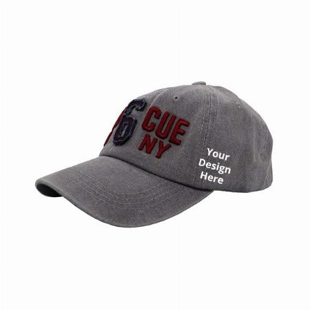 Grey Customized Rescue NY Embroidered Denim Cotton Stylsih Cap