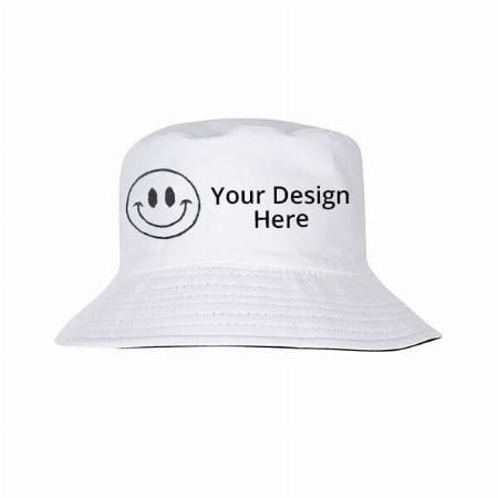 White Customized Reversible Hat with Smiley