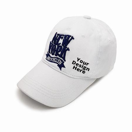 White Customized Solid Baseball Casual Sports Adjustable Cap
