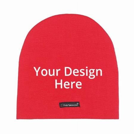 Red Customized FabSeasons Cotton Skull Cap