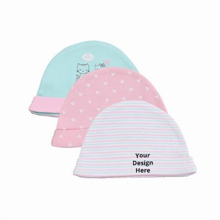 Multicolour Customized Pack of 3 Cool Caps for New Born Baby