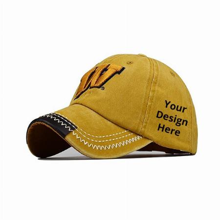 Yellow Customized Unisex Cap W Design Embroidered