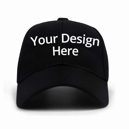 Black Customized Stylish Solid Colour Snapback Baseball Unisex Cap With Adjustable Buckle (Suitable for Head Size 54-60cm)