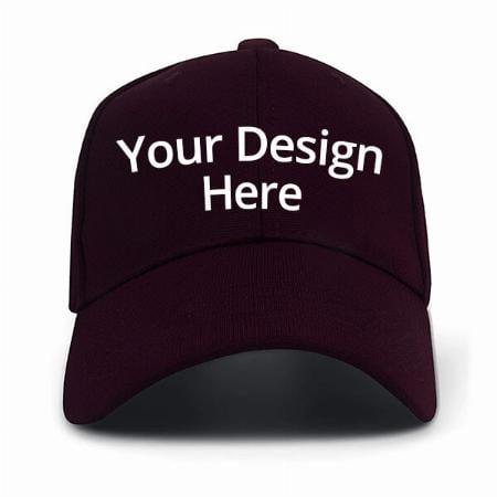 Wine Red Customized Solid Baseball Unisex Cap with Adjustable Buckle
