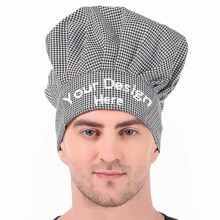 Black White Customized Adjustable Chef Cap Hat (Pack of 5)