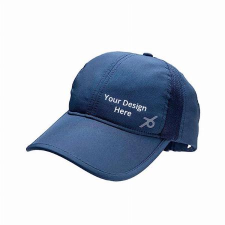 Navy Blue Customized Men's Polyester Solid Cap