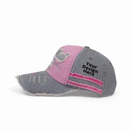 Light Pink Customized Denim Stylish Baseball Cap