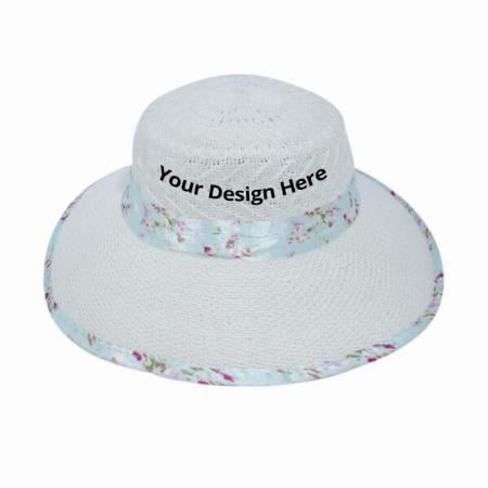 White Customized Beach Hat for Women