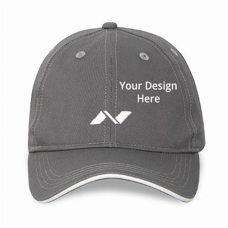 Grey Customized Cap with Embroidered Logo on the Front Panel