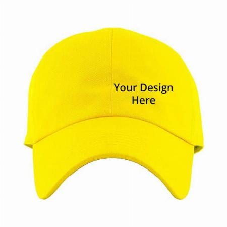 Yellow Customized Unisex Cotton Cap Free Size