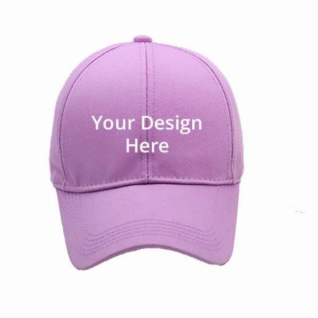 Purple Customized Baseball Cotton Plain Adjustable Unisex Cap