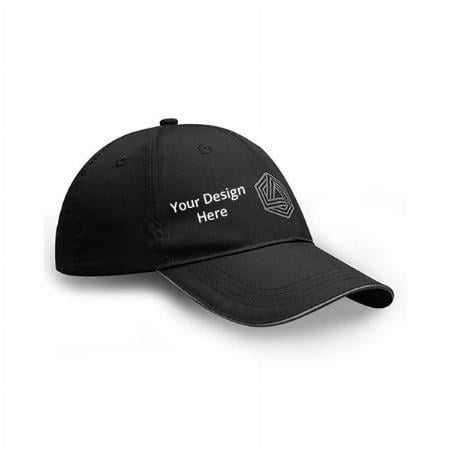 Black Customized Cap for Men Unisex Cap with Adjustable Strap, For Summer with Airholes