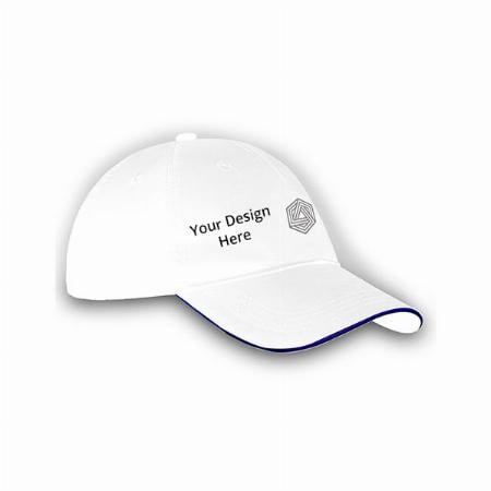 White Customized Cap with Adjustable Strap in Summer