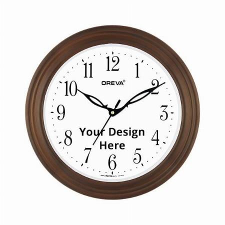 White with Brown Panel Customized Plastic Wooden Look Designer Wall Clock