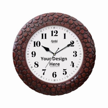 Dark Brown Customized Ajanta Quartz Plastic Silent Sweep Movement Vintage Wall Clock (Size - 14")