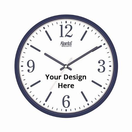 Blue Customized Ajanta Quartz Real Silent Sweep Movement 12 Inches Designer Wall Clock for Home