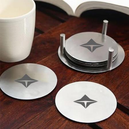 Silver Customized Stainless Steel Round Coaster Set of 6