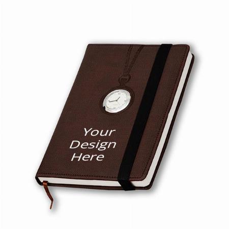 Brown Customized A5 Small Unique Faux Leather Diary/Desktop Organizer Designer Planner With Elastic Lock