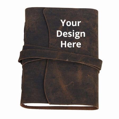 Dark Brown Customized Leather Journal Writing Notebook (7''x5'')
