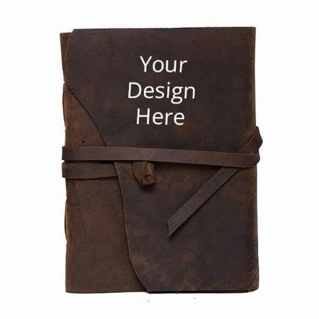 Light Brown Customized Unlined Leather Journal Writing Notebook Diary for Men and Women with Antique Page Set and Cover -(7"x5")