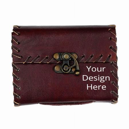 Brown Customized Leather Diary Handmade Paper Notebook Journal with Lock for Writing Notes Gifts and Memories (4" x 5")