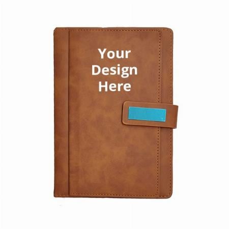 Hazelnut Customized Hard Bound Notebook Diary with PU Leather, Magnet Lock (A5, 5.8"x 8.3",200 Pages)
