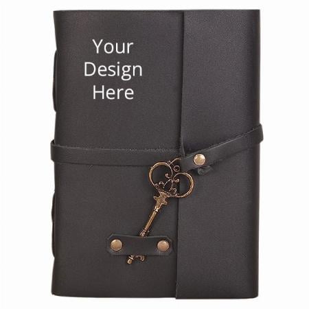 Black Customized Antique Handmade Leather Bound Notepad for Men and Women Unlined Paper, Travel Diary and Notebooks -(7" x 5")