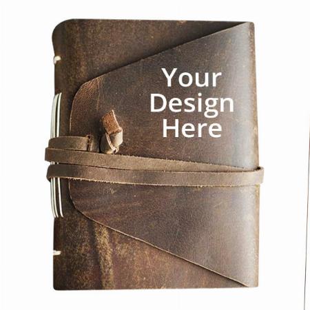Brown Customized Leather Journal with Bookmark