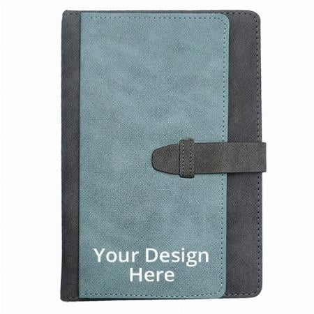 Grey Customized Hard Bound A5 Notebook Diary with PU Leather Belt Pages 200
