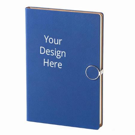 Blue Customized Executive A-5 PU Leather Notebook Journal Diary with Metal Clasp Closure