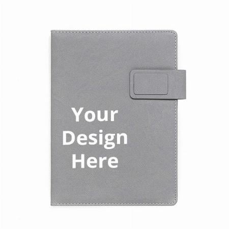 Silver Grey Customized Premium PU Leather A-5 Office Journal Diary with Smart Magnetic Flap Closure (192 Pages, Ruled)