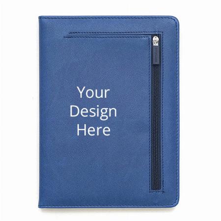 Classic Blue Customized  A-5 Faux Leather Hardbound Notebook Diary with Stylish Expandable Pocket