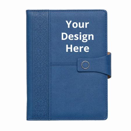 Cobalt Blue Customized A-5 PU Leather Stylish &amp; Durable Hardcover Notebook with Magnetic Flap Closure and Pen Holder