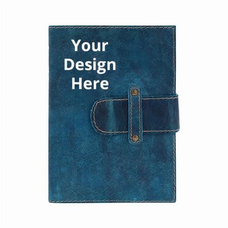 Ocean Blue Customized Vintage Leather Journal, Handmade Antique Leather Bound Diary (100% Cotton Paper, 200 Pages, 7.5" x 5.5")