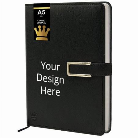 Black Customized Leather Hardbound Executive Notebook Diary with Metallic Lock For Office Personal Use, A5 Size, 192 Pages