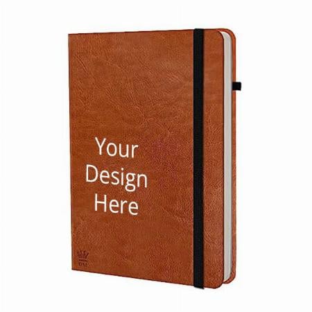 Brown Customized  PU Notebook Undated Diary, A5 Size Notebook Journal Diary with 192 Ruled Pages